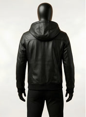 Bouncer Biz Black Leather Bomber Jacket