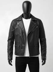 Carisma Black Studded Biker Leather Jacket