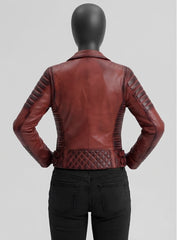 Charlotte Burnt Red Leather Jacket
