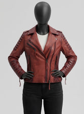 Charlotte Burnt Red Leather Jacket