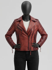 Charlotte Burnt Red Leather Jacket