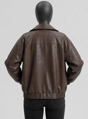 Isla Brown Baggy Leather Jacket