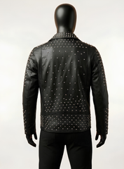 Phantom Black Studded Biker Leather Jacket