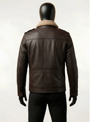 Shearling Distress Brown Leather Jacket