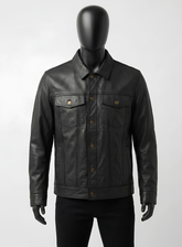 Trucker Style Genuine Leather Jacket
