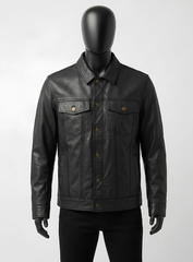 Trucker Style Genuine Leather Jacket