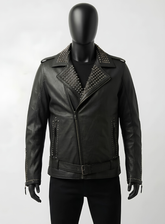 Vero Black Studded Biker Leather Jacket