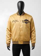 WWE WrestleMania 41 Gold Satin Varsity Bomber Jacket
