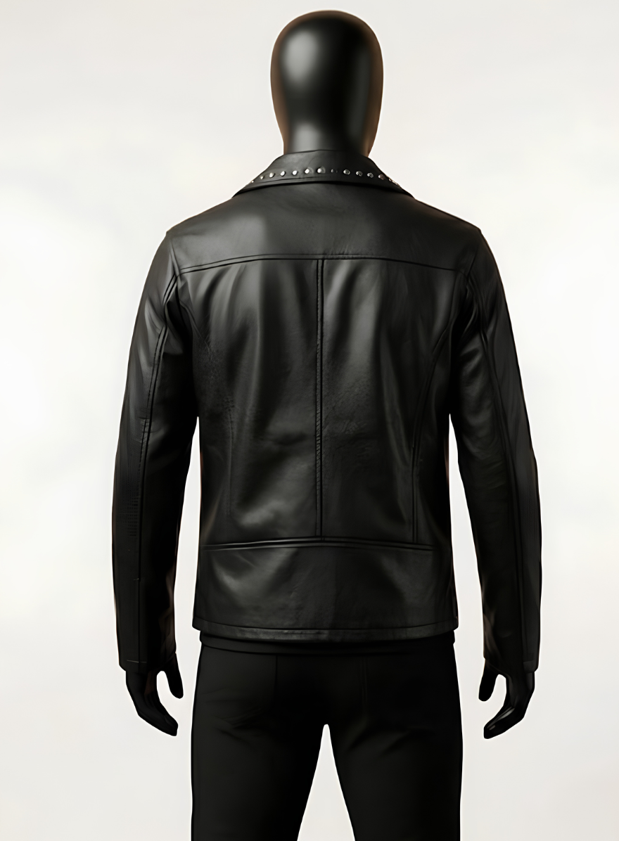 Carisma Black Studded Biker Leather Jacket