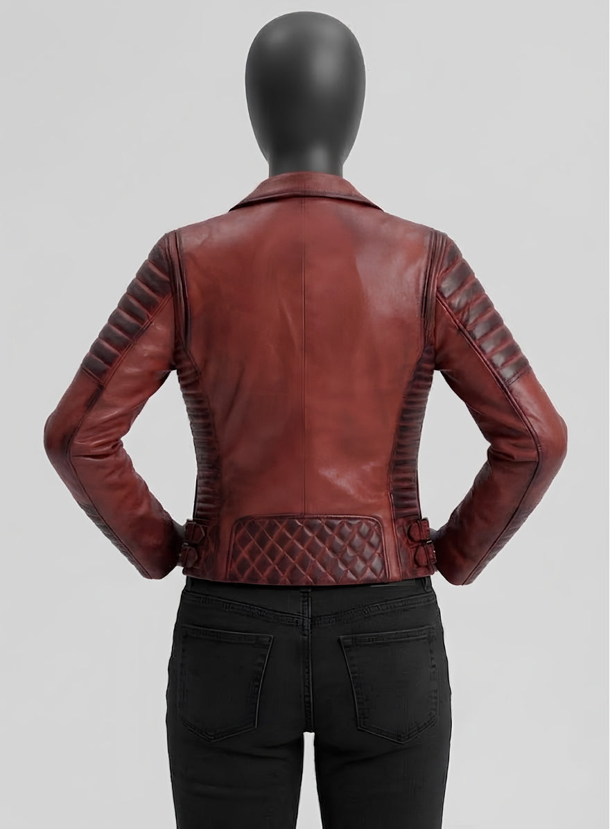 Charlotte Burnt Red Leather Jacket
