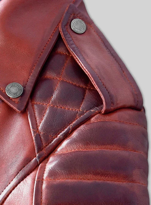 Charlotte Burnt Red Leather Jacket