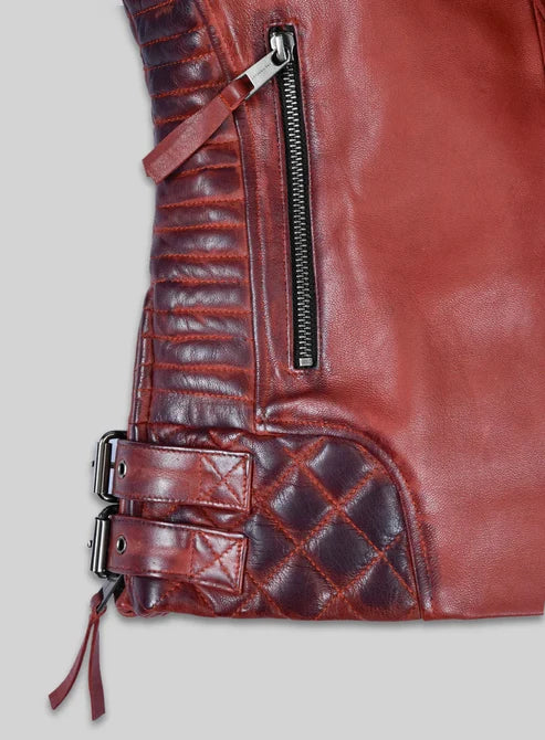 Charlotte Burnt Red Leather Jacket