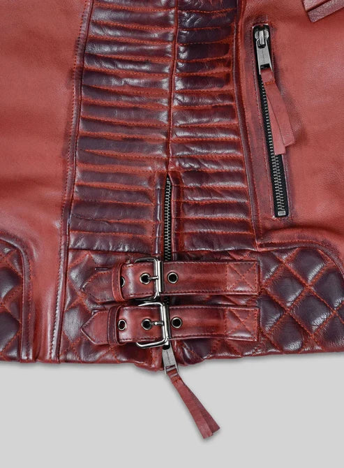 Charlotte Burnt Red Leather Jacket