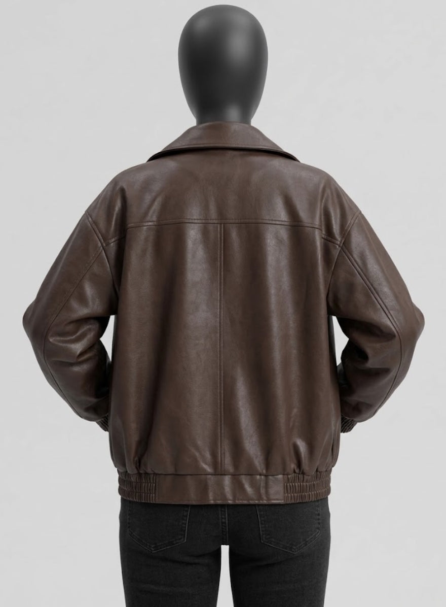 Isla Brown Baggy Leather Jacket