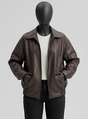 Isla Brown Baggy Leather Jacket