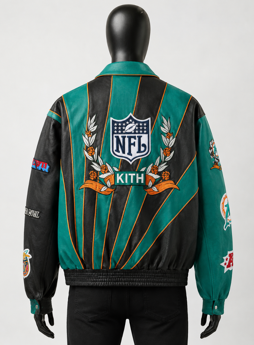Kith x Jeff Hamilton NFL Dolphins Varsity Jacket