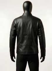 Maestro Black Studded Biker Leather Jacket