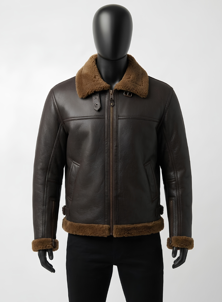 Shearling Dark Brown Genuine Leather Jacket