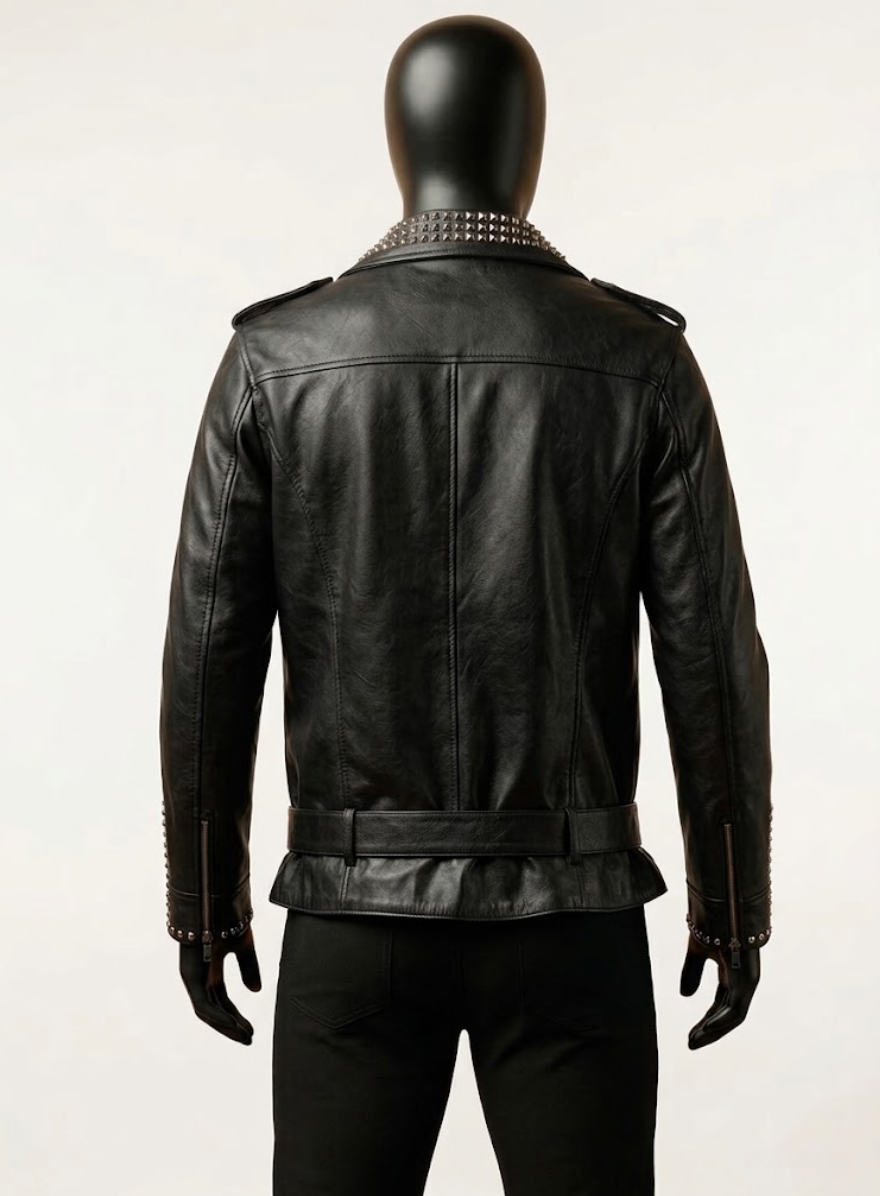 Vero Black Studded Biker Leather Jacket