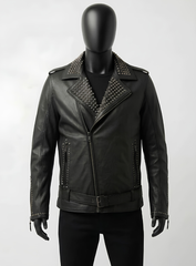 Vero Black Studded Biker Leather Jacket