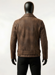 Vintage Brown Distressed Leather Biker Jacket