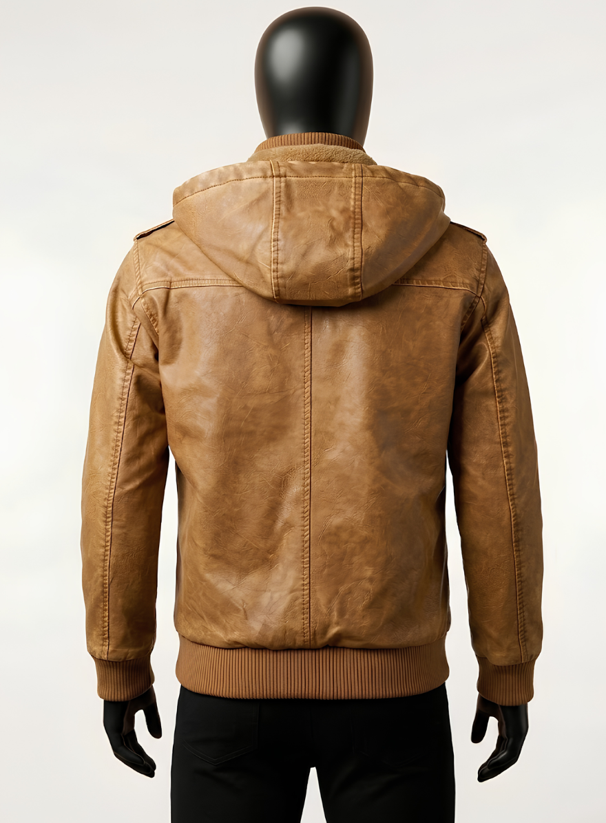 Vintage Brown Trucker Quilted Leather Jacket